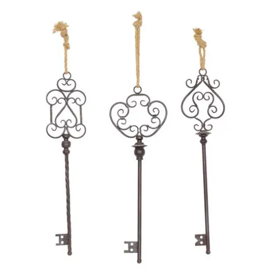 31" Black Metal Skeleton Key Industrial Wall D&eacute;cor Set {5}