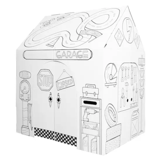 Easy Playhouse Pit Stop Garage Cardboard Playhouse {1}
