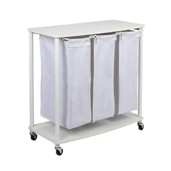 Household Essentials 3-Bag Laundry Sorter with Laminate Shelving White {3}