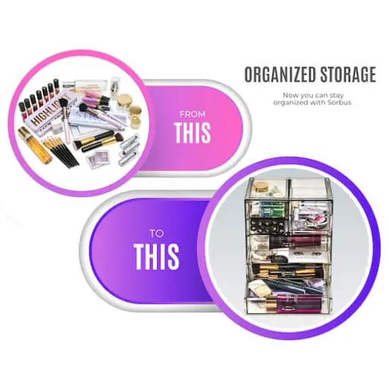 Sorbus Makeup & Jewelry Storage Case with 3 Large & 4 Small Drawers Black {4}