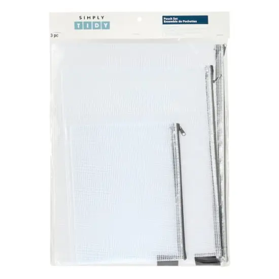 Mixed Gray Mesh Zipper Pouches by Simply Tidy&reg;, 3ct. {3}