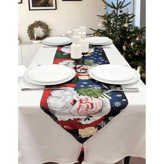 Wizardi 13.75" x 67" Santa Claus Christmas Table Runner {3}