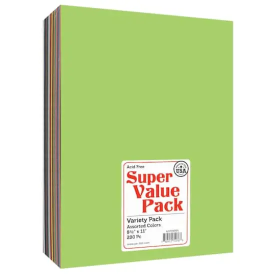 PA Paper&trade; Accents Super Value 8.5" x 11" Variety Pack Cardstock, 200 Sheets  {1}