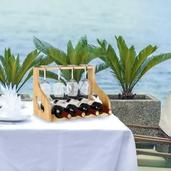 Light Brown Wall-Mounted Wood Wine Rack {7}