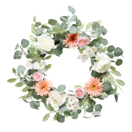 24"Artificial Chrysanthemum, Rose & Ranunculus Floral Spring Wreath {1}