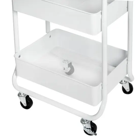 Honey Can Do White 3-Tier Metal Rolling Cart {8}
