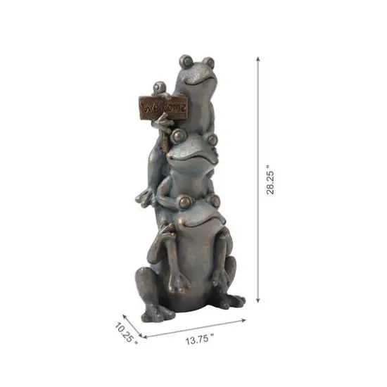 Glitzhome&reg; 28" Bronze Stacked Frog Statue {9}