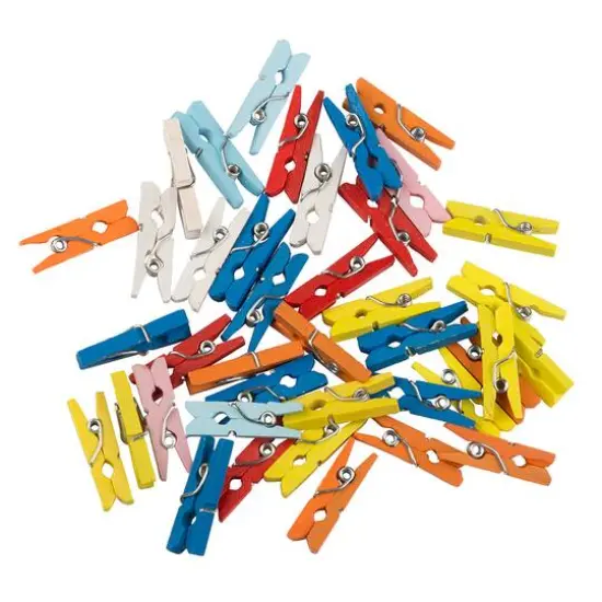 JAM Paper 7/8" Colorful Wood Clip Clothespins, 40ct. {3}