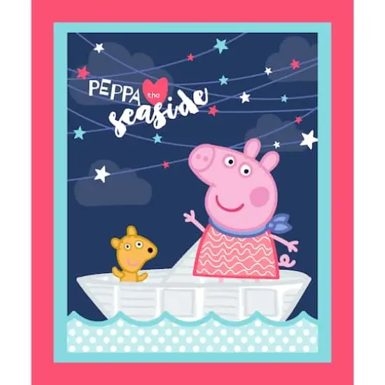 Peppa Pig Multicolor Peppa The Seaside Panel Cotton Fabric {1}