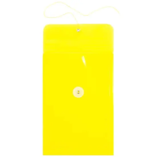 JAM Paper 6.25" x 9.25" Button & String Tie Closure Plastic Envelopes, 12ct. Yellow {2}
