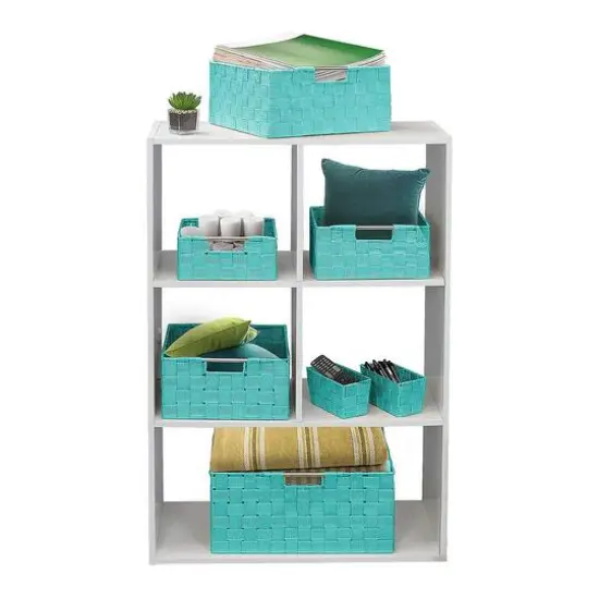 Sorbus 7-Piece Stackable Tote Basket Set with Handles Aqua {6}