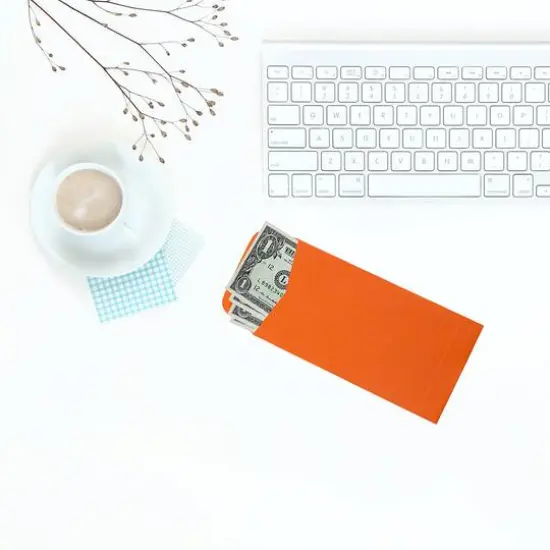 JAM Paper 3.5" x 6.5" Coin Business Envelopes, 50ct. Orange {5}