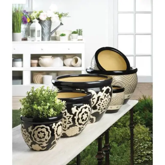 Floral Nights Ceramic Planter Set {4}