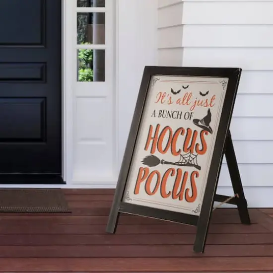Glitzhome&reg; Halloween Wooden Standing Easel Sign D&eacute;cor {3}