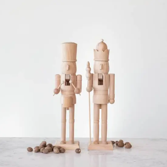Hello Honey&reg; 15" Natural Wood Nutcracker Sculpture Set {3}