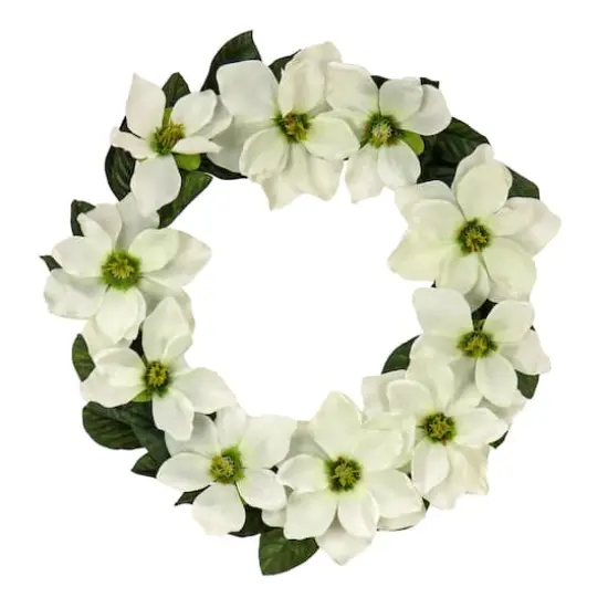 24" Cream Magnolia Flowers Wreath {1}