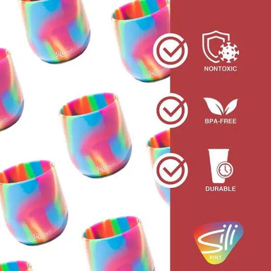 Silipint&reg; 12oz. Hippie Hops & Arctic Sky Silicone Stemless Wine Glasses, 4ct. {4}