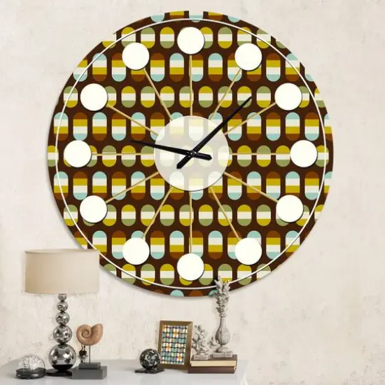 Designart 'Retro Polka Dots Mid-Century Modern Wall Clock {1}