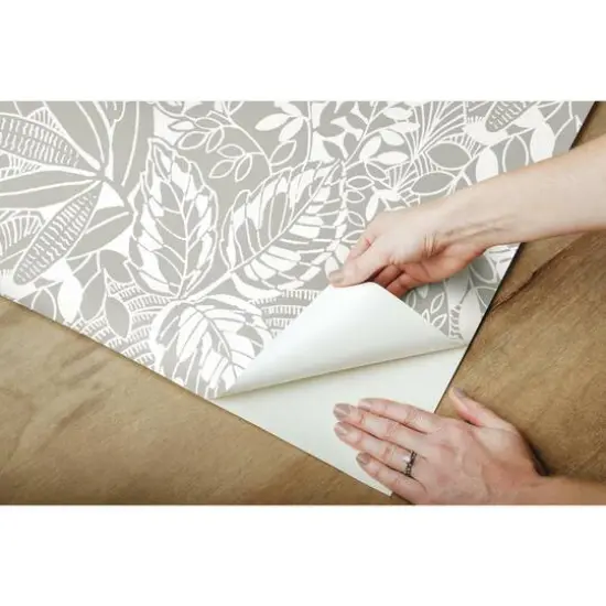 RoomMates Vintage Batik Jungle Peel & Stick Wallpaper Gray/White {9}