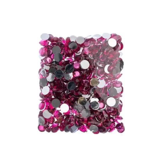 John Bead Acrylic Round Flat Back Rhinestones, 10mm Fuchsia {4}