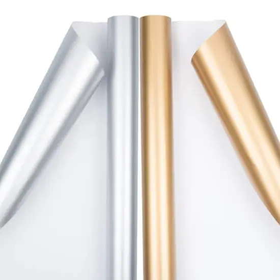 JAM Paper Matte Gold & Silver Foil Gift Wrap Set {4}