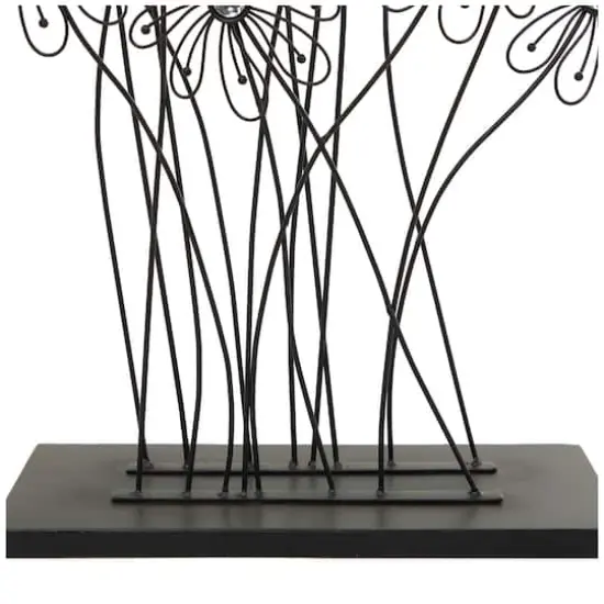 40" Black Metal Floral Sculpture with Crystal Embellishments {4}