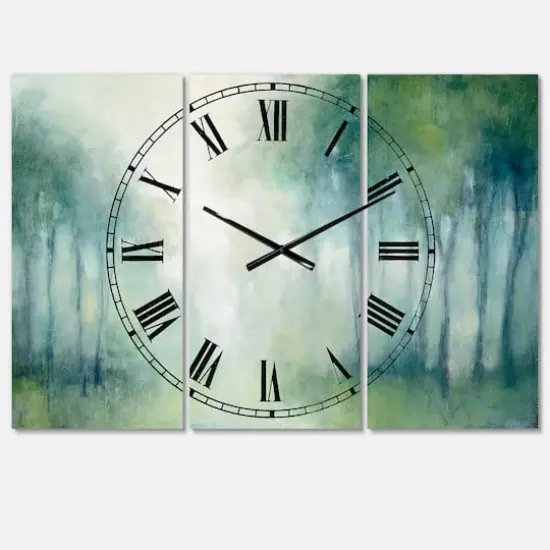 Designart Walk In The Forest Farmhouse 3 Panel Wall Clock {1}