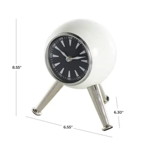 8.5" Silver OrbMetal Clock with Black Clockface & Silver Tripod Legs {8}