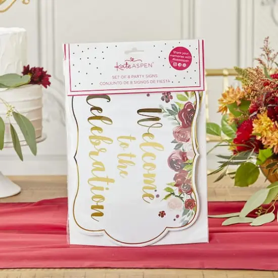 Kate Aspen&reg; Burgundy Blush Floral Party D&eacute;cor Sign Kit {4}