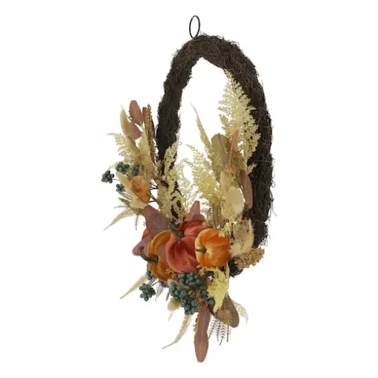 24" Multicolor Berry & Pumpkin Half Wreath by Ashland&reg; {4}