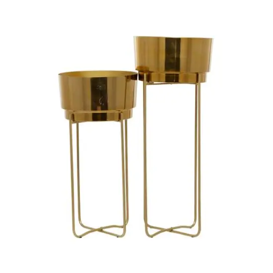 CosmoLiving by Cosmopolitan Contemporary Planter Stand Set Gold {9}