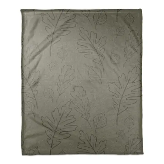 Green Leaf Patterned Coral Fleece Blanket {1}