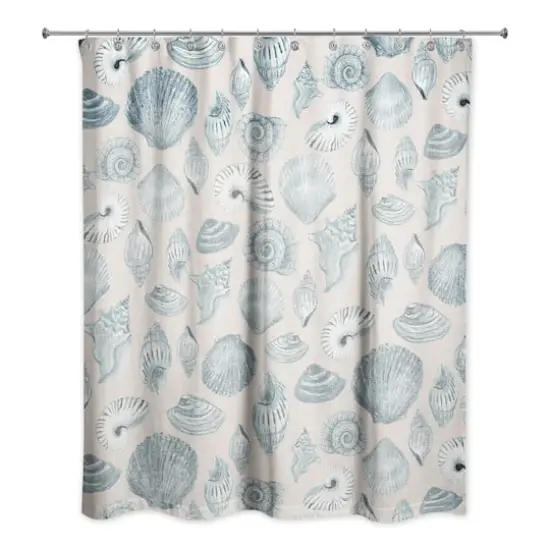 Multi Shell Shower Curtain Blue/Blush {3}