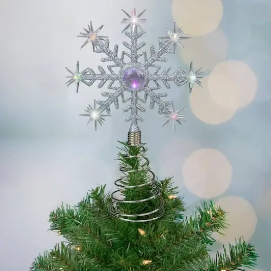 11" LED Lighted Coloring Changing Twinkling Snowflake Christmas Tree Topper {3}