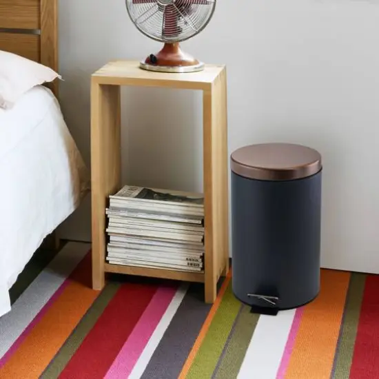 Elama 12 Liter Stylish Grey and Copper Soft Pedal Trash Bin {8}