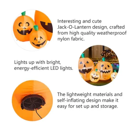 Glitzhome® 8ft. Lighted Inflatable Jack-O-Lantern Pumpkins Décor {5}