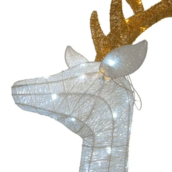 75" Crystal White Glitter Standing Buck, White Twinkle LED Lights {4}