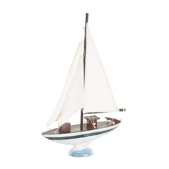 21" White Distressed Sail Boat Sculpture {1}