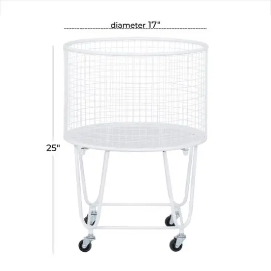24" White Iron French Country Storage Cart {7}