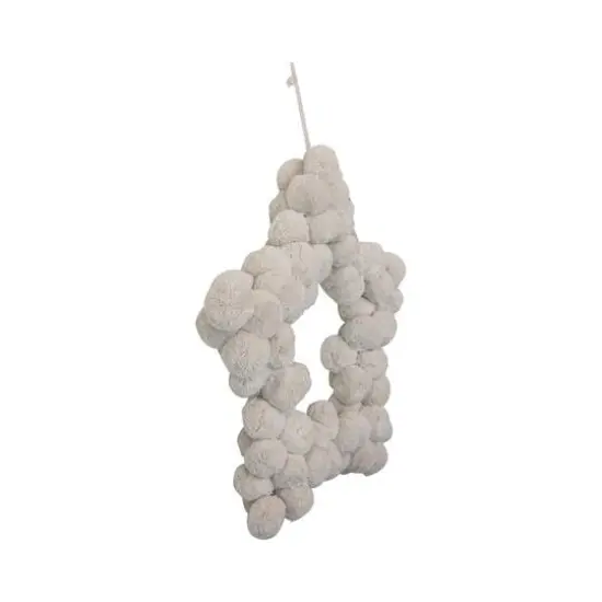 Hello Honey&reg; 21" Natural White Handmade Metal & Wool Pom Pom Star Shaped Wreath {4}