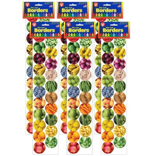 Hygloss&reg; Mighty Brights&trade; Die Cut Borders, 216ft. Fruits and Veggies {1}