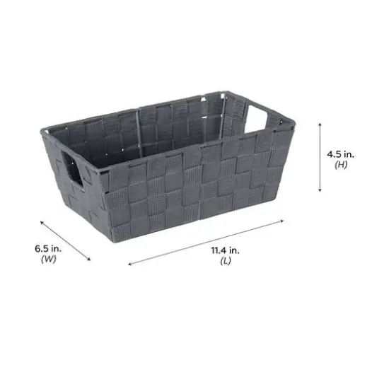 Simplify Small Gray Woven Storage Shelf Bin {9}