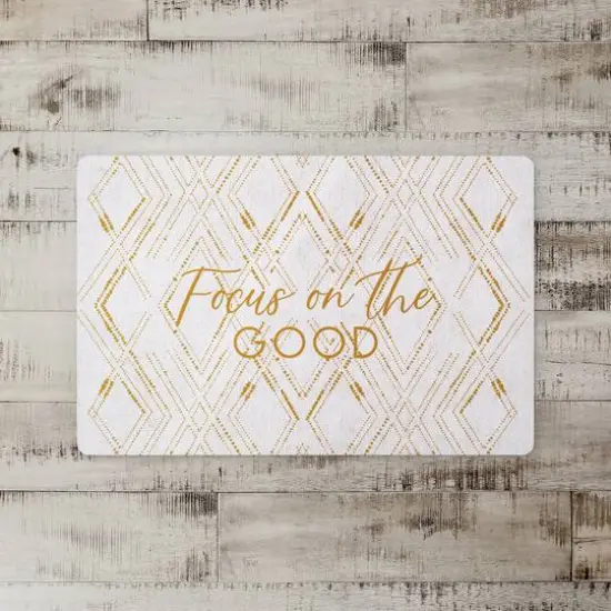 Focus on the Good Geo Diamond Floor Mat White and Gold {3}