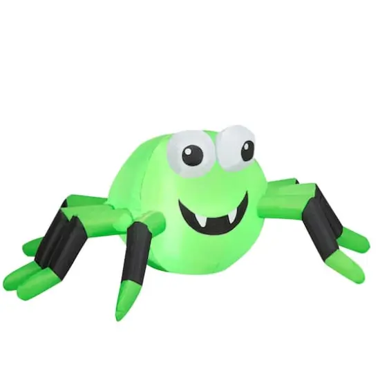 4ft. Airblown&reg; Inflatable Halloween Green & Black Spider with LED Lights {1}