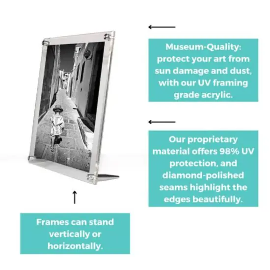 Wexel Art Clear Acrylic Tabletop Floating Picture Frame with Silver Hardware {4}