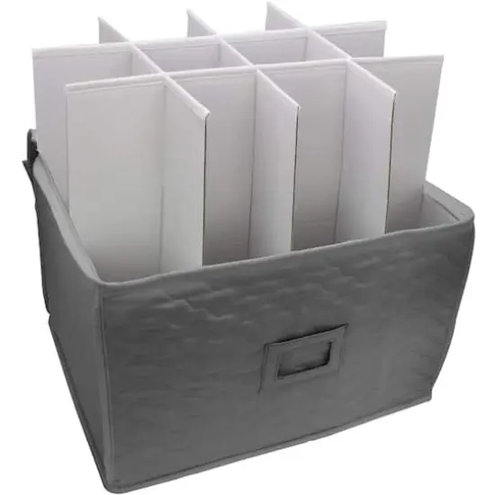 15" Sorbus Deluxe Stemware Storage Chest Gray {4}