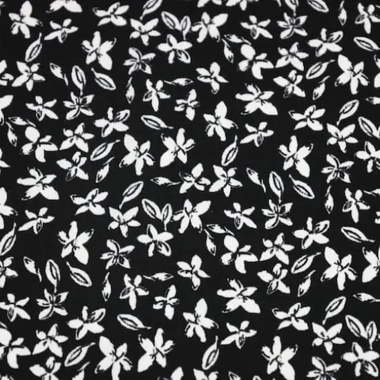 Fabric Merchants Leaves on Black Double Brushed Stretch Fabric {1}