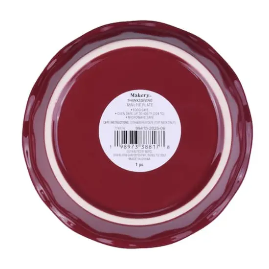 6" Mini Burgundy Ceramic Pie Plate by Makery&trade; {4}
