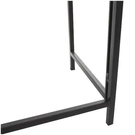 42.5" Black Arched Console Table with Zig Zag Patterned Top and Rattan Accents {7}