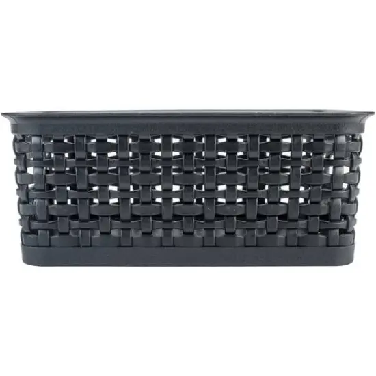 Black Weave Design Plastic Bin {1}